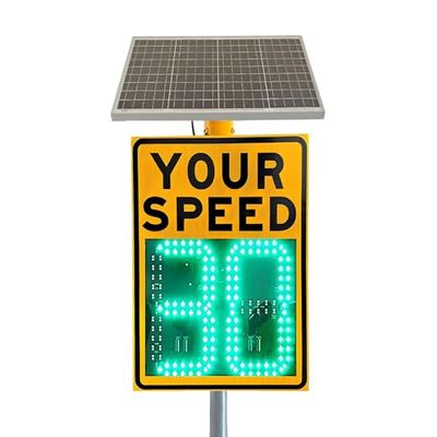 Solar Powered LED Radar Speed Limit Sign - Dual Color Display (Red & Green) for Highways & Streets, 60x90cm Radar Feedback Traffic Sign