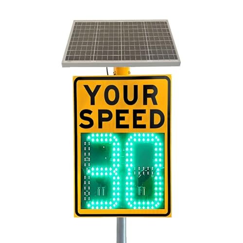 Solar Powered LED Radar Speed Limit Sign - Dual Color Display (Red & Green) for Highways & Streets, 60x90cm Radar Feedback Traffic Sign
