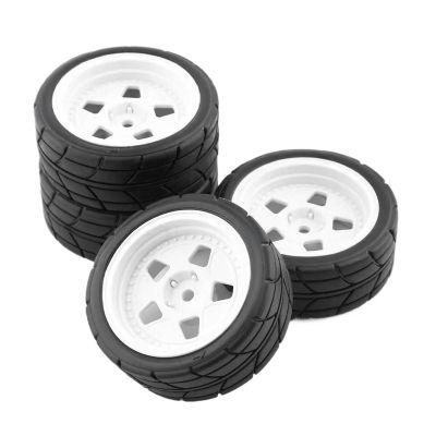 1 Set of 1/10 Tires 65x26mm Suitable for H-P-I TA-Miya Kyo-Sho K-en Block Suitable for 1965 Mustang Model Wheels(White)