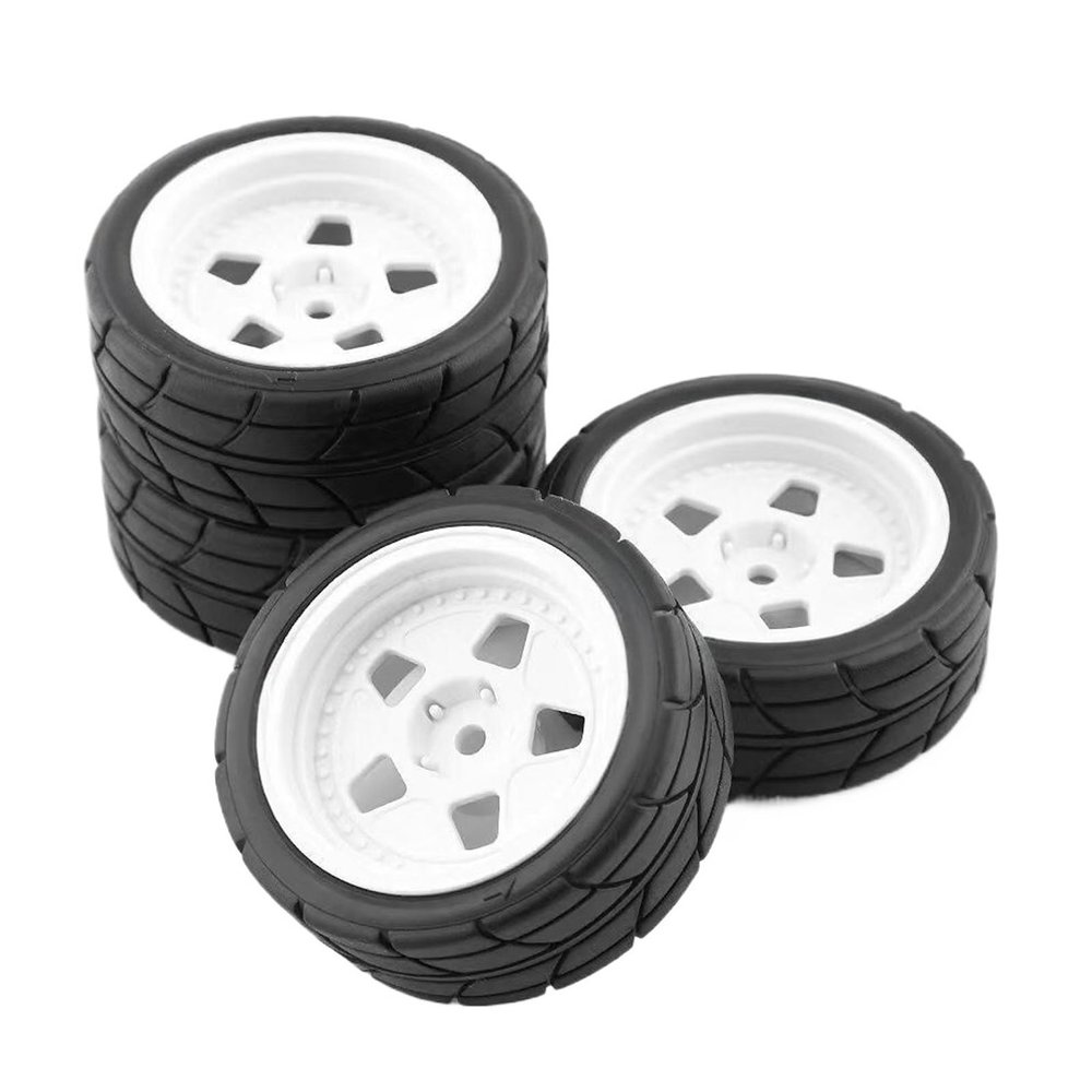 1 Set of 1/10 Tires 65x26mm Suitable for H-P-I TA-Miya Kyo-Sho K-en Block Suitable for 1965 Mustang Model Wheels(White)