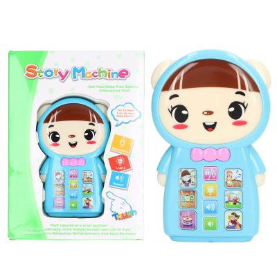 Kids Mobile Phone Toy Educational Learning Cell Phone Toy with Music Stories Lights Sounds for Children Toddlers Boys Girls ABS Plastic 13.8cm (Blue)