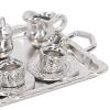 Mini Tea Set Metal 1/12 Scaled Simulation Lifelike Miniature Tea Cup Tray Kit for Dollhouse Durable Metal Material Complete Kit with Teapot Cups Plates view 3