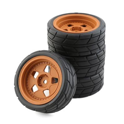 1 Set of 1/10 Tires 65x26mm Suitable for H-P-I TA-Miya Kyo-Sho K-en Block Suitable for 1965 Mustang Model Wheels(Orange)