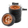 1 Set of 1/10 Tires 65x26mm Suitable for H-P-I TA-Miya Kyo-Sho K-en Block Suitable for 1965 Mustang Model Wheels(Orange) view 2