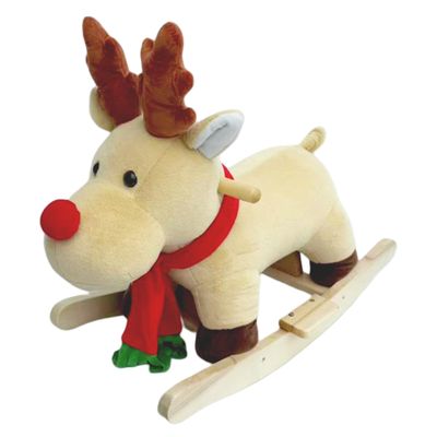 EEBABUO Soft Plush Rocking Horse for Toddlers 1-3 Years | Baby Rocking Animal Toy with Lullaby Music, Hand Puppets & Safety Belt | Indoor Ride-On Rocker Toy for 1,2,3 Year Old Boys Girls