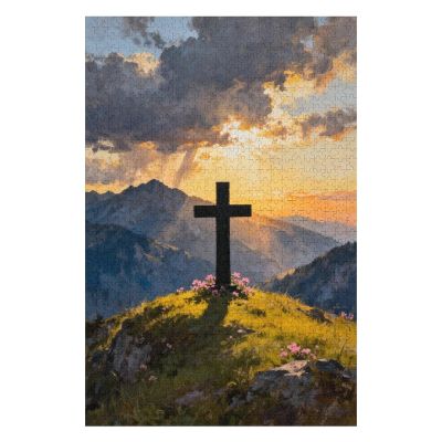 1000 Piece Retro Vintage Cross & Holy Land Jigsaw Puzzle for Adults - Christian Religion Themed Challenging Family Activity, DIY Craft & Home Decoration Gift