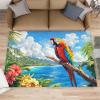 4x5 Parrot Area Rugs - Macaw Rug for Entryway, Tropical Coastal Landscape Washable Entry Way Rugs Kids Carpet for Inside House Playroom Living Room End Table Nursery view 1