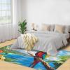 4x5 Parrot Area Rugs - Macaw Rug for Entryway, Tropical Coastal Landscape Washable Entry Way Rugs Kids Carpet for Inside House Playroom Living Room End Table Nursery view 4