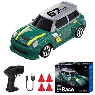 AEXCVG 1:64 Mini RC Drift Car, 4WD Remote Control Car with LED Lights, Proportional Throttle, Multiple Drift Modes, USB Type-C Rechargeable Desktop Racing Toy for Kids & Adults