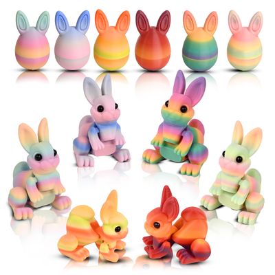 Cybermaker 6PCS Colorful 3D Printed Easter Eggs Toy Set for Kids, Decorative Easter Eggs, Easter Basket Stuffers, Desk Decor Easter Decorations for Home