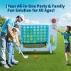 Giant 4 in a Row Connect Game, 4-Level Adjustable Height 4-to-Score Giant Game with Quick-Release Slider, 4-in-1 Game with 42 Jumbo Rings, Golf, Basketball & Ring Toss, for Holiday Party & Family Game view 3