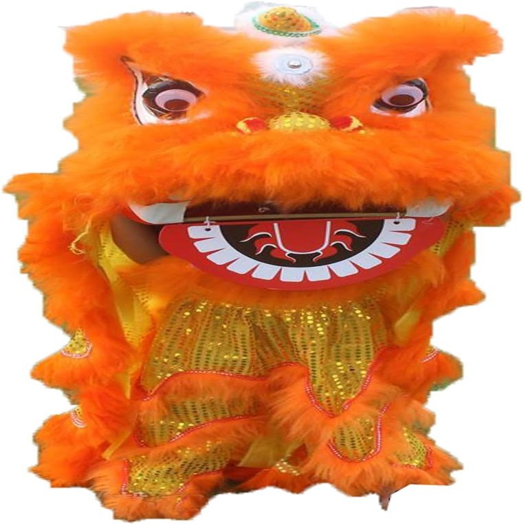 14 Inch Lifelike Lion Dance Mascot Costume for Kids 5-12 Traditional Chinese New Year Decoration & Carnival Festival Wear