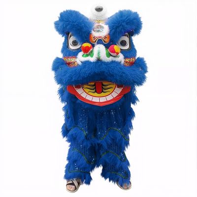 14 Inch Lifelike Lion Dance Mascot Costume for Kids 5-12 Traditional Chinese New Year Decoration & Carnival Festival Wear Authentic Dragon Dance Outfit (Blue)