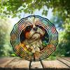 10-Inch Metal Wind Spinner Shih Tzu Gazes Softly 3D Dog Wind Spinner, Unique Metal Hanging Kinetic Wind Sculpture Ornament Gifts for Women Yard Art Garden Patio Lawn Indoor Outdoor Decor view 2