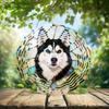 10-Inch Metal Wind Spinner Heterochromatic Eyes Husky 3D Dog Wind Spinner, Unique Metal Hanging Kinetic Wind Sculpture Ornament Gifts for Women Yard Art Garden Patio Lawn Indoor Outdoor Decor view 2