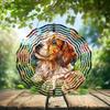 10-Inch Metal Wind Spinner Spaniel Puppy and Flowers 3D Dog Wind Spinner, Unique Metal Hanging Kinetic Wind Sculpture Ornament Gifts for Women Yard Art Garden Patio Lawn Indoor Outdoor Decor view 2