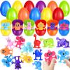 24 Pack Prefilled Easter Eggs with Animals Suction Cup Toys, Easter Basket Stuffers Fillers Window Bath Toys Easter Hunt Party Favors, Surprise Egg Gifts for Kids Toddler view 1