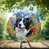 10-Inch Metal Wind Spinner Border Collie Grins Widely 3D Dog Wind Spinner, Unique Metal Hanging Kinetic Wind Sculpture Ornament Gifts for Women Yard Art Garden Patio Lawn Indoor Outdoor Decor view 2