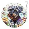 10-Inch Metal Wind Spinner Schnauzer Sits amid Flowers 3D Dog Wind Spinner, Unique Metal Hanging Kinetic Wind Sculpture Ornament Gifts for Women Yard Art Garden Patio Lawn Indoor Outdoor Decor view 1