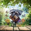 10-Inch Metal Wind Spinner Schnauzer Sits amid Flowers 3D Dog Wind Spinner, Unique Metal Hanging Kinetic Wind Sculpture Ornament Gifts for Women Yard Art Garden Patio Lawn Indoor Outdoor Decor view 2