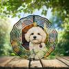 10-Inch Metal Wind Spinner Bichon Frise in Garden 3D Dog Wind Spinner, Unique Metal Hanging Kinetic Wind Sculpture Ornament Gifts for Women Yard Art Garden Patio Lawn Indoor Outdoor Decor view 2