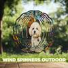10-Inch Metal Wind Spinner Bichon Frise in Garden 3D Dog Wind Spinner, Unique Metal Hanging Kinetic Wind Sculpture Ornament Gifts for Women Yard Art Garden Patio Lawn Indoor Outdoor Decor view 4