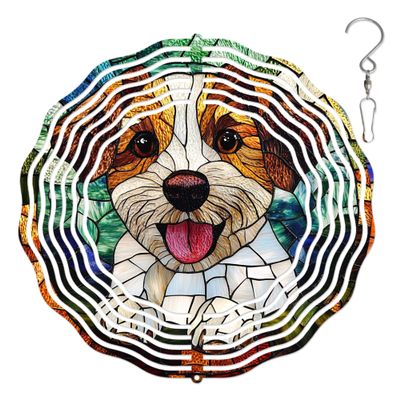 10-Inch Metal Wind Spinner Jack Russell Terrier 3D Dog Wind Spinner, Unique Metal Hanging Kinetic Wind Sculpture Ornament Gifts for Women Yard Art Garden Patio Lawn Indoor Outdoor Decor