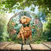 10-Inch Metal Wind Spinner Yellow Labrador with Bow Tie 3D Dog Wind Spinner, Unique Metal Hanging Kinetic Wind Sculpture Ornament Gifts for Women Yard Art Garden Patio Lawn Indoor Outdoor Decor view 2