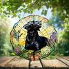 10-Inch Metal Wind Spinner Black Labrador Looking Upward 3D Dog Wind Spinner, Unique Metal Hanging Kinetic Wind Sculpture Ornament Yard Art Garden Patio Lawn Indoor Outdoor Decor view 2