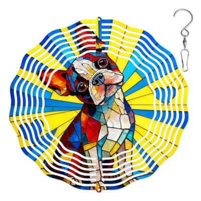 10-Inch Metal Wind Spinner Boston Terrier 3D Dog Wind Spinner, Unique Metal Hanging Kinetic Wind Sculpture Ornament Gifts for Dog Lover Yard Art Garden Patio Lawn Indoor Outdoor Decor