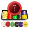 HEITOK Clay Poker Chips Set 100 PCS with Denominations, 14g Clay Composite Weighted Numbered Casino Chips with Cardboard Box for Texas Hold'em, Blackjack & Beginner Home Poker Games view 1