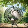 10-Inch Metal Wind Spinner White Heron and Its Egg 3D Bird Wind Spinner, Unique Metal Hanging Kinetic Wind Sculpture Ornament Gifts for Women Yard Art Garden Patio Lawn Indoor Outdoor Decor view 2