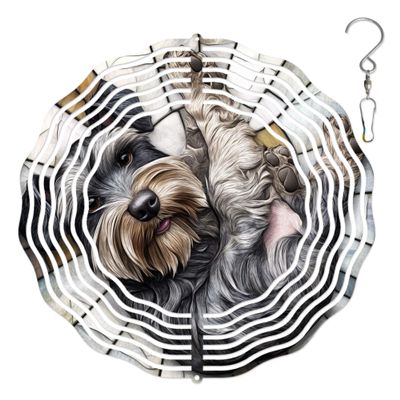 10-Inch Metal Wind Spinner Schnauzer Lies on Back 3D Dog Wind Spinner, Unique Metal Hanging Kinetic Wind Sculpture Ornament Gifts for Women Yard Art Garden Patio Lawn Indoor Outdoor Decor