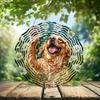 10-Inch Metal Wind Spinner Golden Retriever with Daisies 3D Dog Wind Spinner, Unique Metal Hanging Kinetic Wind Sculpture Ornament Gifts for Women Yard Art Garden Patio Lawn Indoor Outdoor Decor view 2