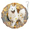 10-Inch Metal Wind Spinner Samoyed on Golden Leaves 3D Dog Wind Spinner, Unique Metal Hanging Kinetic Wind Sculpture Ornament Gifts for Women Yard Art Garden Patio Lawn Indoor Outdoor Decor view 1