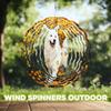 10-Inch Metal Wind Spinner Samoyed on Golden Leaves 3D Dog Wind Spinner, Unique Metal Hanging Kinetic Wind Sculpture Ornament Gifts for Women Yard Art Garden Patio Lawn Indoor Outdoor Decor view 4
