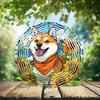 10-Inch Metal Wind Spinner Shiba Inu with Sunflowers 3D Dog Wind Spinner, Unique Metal Hanging Kinetic Wind Sculpture Ornament Gifts for Women Yard Art Garden Patio Lawn Indoor Outdoor Decor view 2