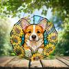 10-Inch Metal Wind Spinner Corgi Puppy with Sunflowers 3D Dog Wind Spinner, Unique Metal Hanging Kinetic Wind Sculpture Ornament Gifts for Women Yard Art Garden Patio Lawn Indoor Outdoor Decor view 2