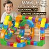 160PCS 3D Building Cube Track  Magical Track Train USB Rechargeable, DIY Race Car Track Building Kits with Signs,Rail Cube Magnetic Monorail, STEM Educational Toy for Ages 4-8 Boys Girls(1 Train) view 3