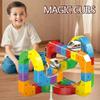 81PCS 3D Building Cube Track  Magical Track Train USB Rechargeable, DIY Race Car Track Building Kits with Signs,Rail Cube Magnetic Monorail, STEM Educational Toy for Ages 4-8 Boys Girls(1 Train) view 3