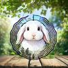 10-Inch Metal Wind Spinner White Lop-Eared Rabbit 3D Wind Spinner, Unique Metal Hanging Kinetic Wind Sculpture Ornament Gifts for Women Yard Art Garden Patio Lawn Indoor Outdoor Decor view 2