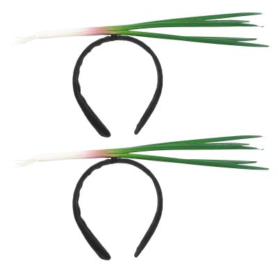 2pcs Festival Headband: Mardi Gras Headdress Cosplay Hair Band - Fake Green Onion Shape Party Headwear - Holiday Gathering Party Decoration