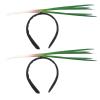 2pcs Festival Headband: Mardi Gras Headdress Cosplay Hair Band - Fake Green Onion Shape Party Headwear - Holiday Gathering Party Decoration