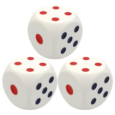 ibasenice 3pcs Foam Dice: 6 Sided Dotted Large Pu Cubes Gaming Supply for Board Games Math Learning Classroom Teaching Tools Party