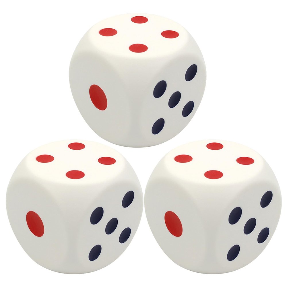 ibasenice 3pcs Foam Dice: 6 Sided Dotted Large Pu Cubes Gaming Supply for Board Games Math Learning Classroom Teaching Tools Party