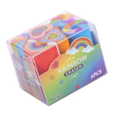 6 Pcs Heart Painting Erasers Rainbow School Supplies for Art Projects Soft Pencil Eraser Students Pencil Love Heart Eraser Rainbow School Supplies