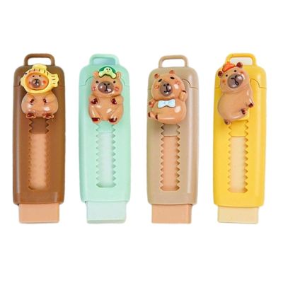4Pcs Cartoon Retractable Rubber Pencil Erasers Refillable Push Pull Erasers for Student Classrooms Homework Eraser