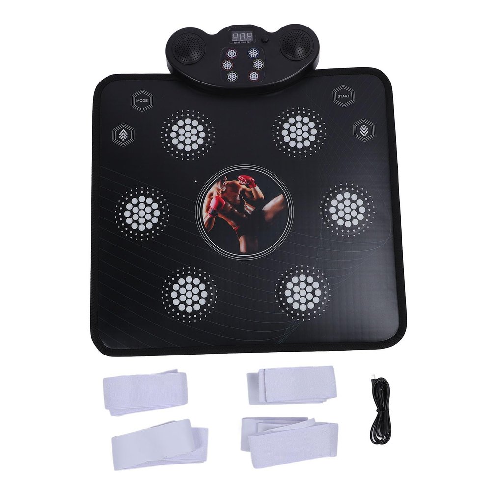 Segrehy Music Boxing Machine Dance Pad 2 in 1 Interactive Wall Mounted Punching Mat with Sound Features Soft PVC Stress Relief Exercise Mat for Adults Kids Home Gym Workout 21.1 x 22.4in