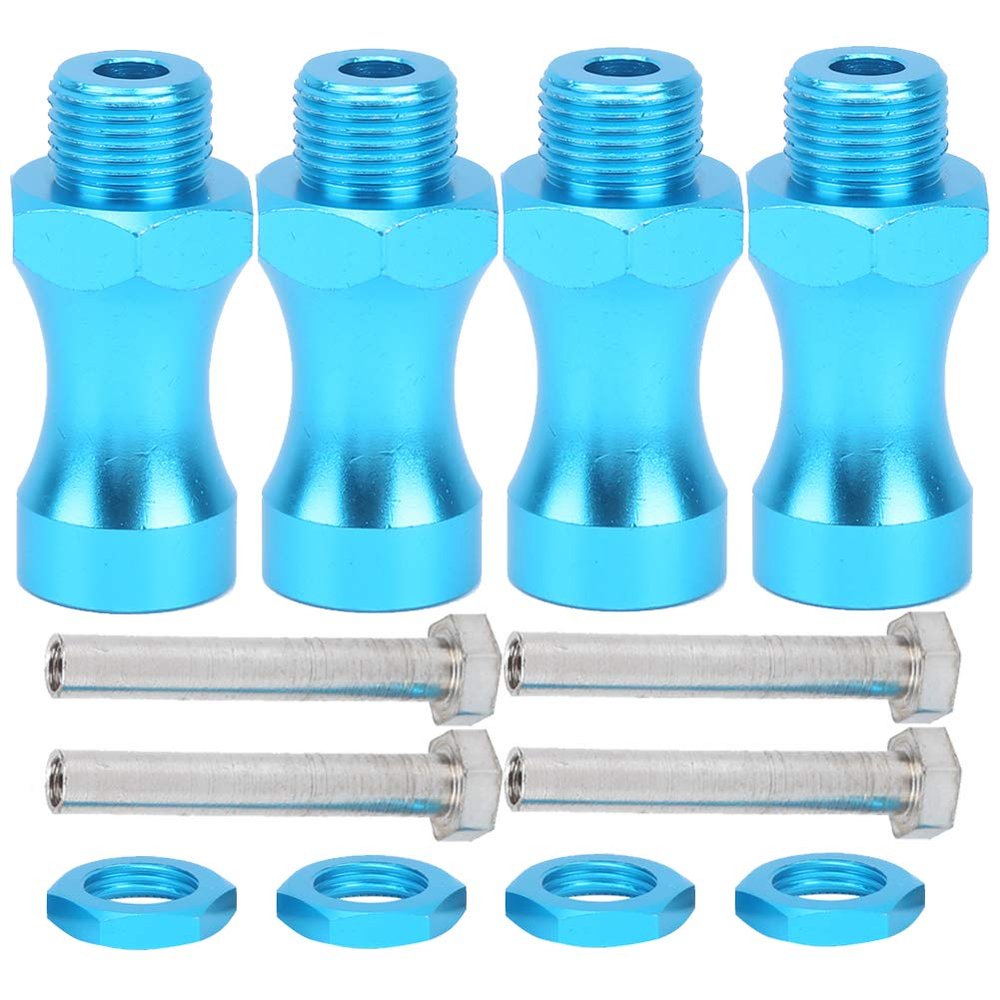 12Pcs Aluminum Alloy Wheel Hub Adapter, RC Extension Wheel Coupling, 12mm to 17mm Hex Drive Hub Adapter for 1/10 to 1/8 RC Model Car, Truck, Off - Road Vehicle, Includes 4 Sets wit (Blue)
