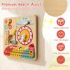 Costzon Montessori Kids Daily Learning Clock Toy, Wooden Educational Learning Clock Toy About Season, Weather, Day, Night, Month, Week & Date, Toddlers Daily Calendar for Preschool Boys Girls Aged 3+ view 3